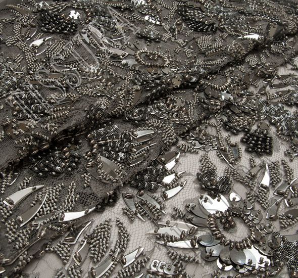 Metal Embroidered Chantilly Lace #1