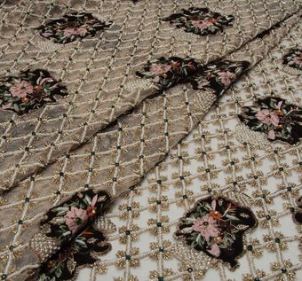 Flower Applique Beaded Tulle Fabric: 59% Off for Exclusive Fabrics from India Flower Applique Beaded Tulle #1