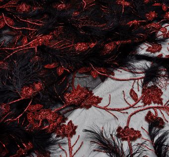 Feather Sequin Embroidered Tulle #1